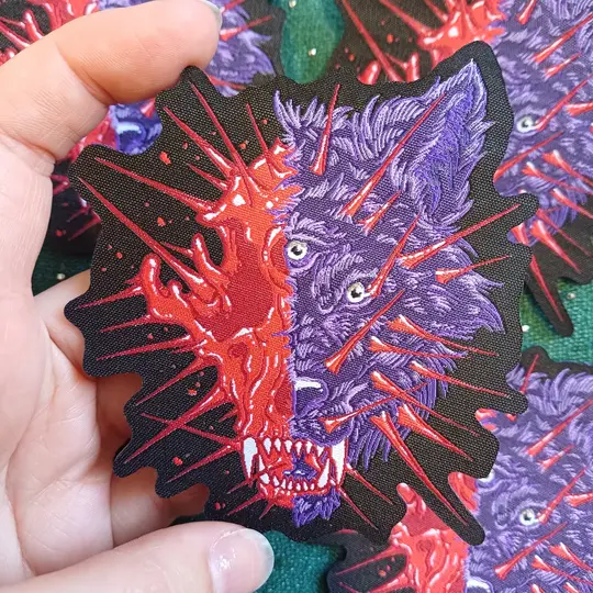 Thorny Wolf Skull Fabric Patch