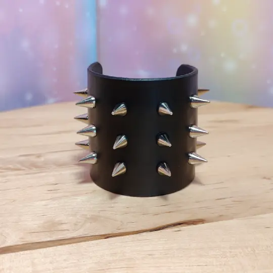 Black studded leather bracelet