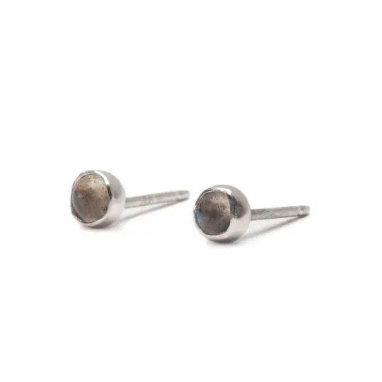 Silver Labradorite Studs