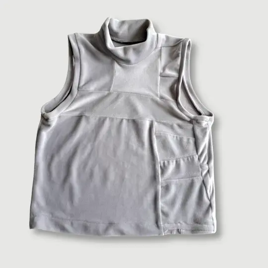 size small - preloved - gray velour mock neck crop top