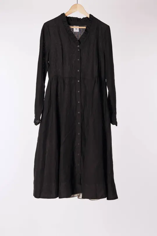 Ophelia Dress, Long Sleeve, Black Pansy