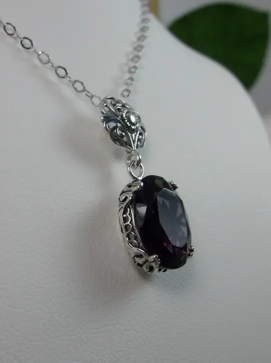 Purple Amethyst Pendant, Edwardian Jewelry #P70