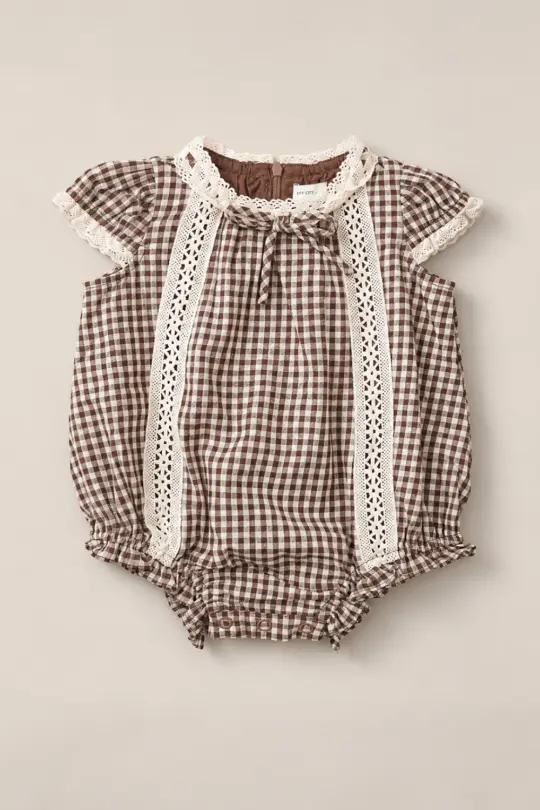 Baby Palermo Romper in Hickory Gingham