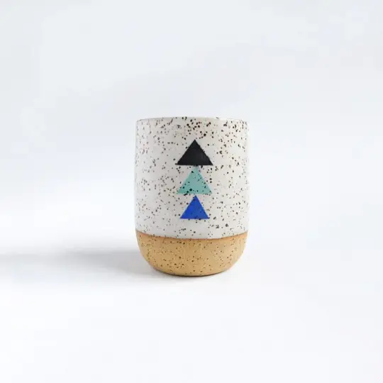 White Speckled We Three Tumblers