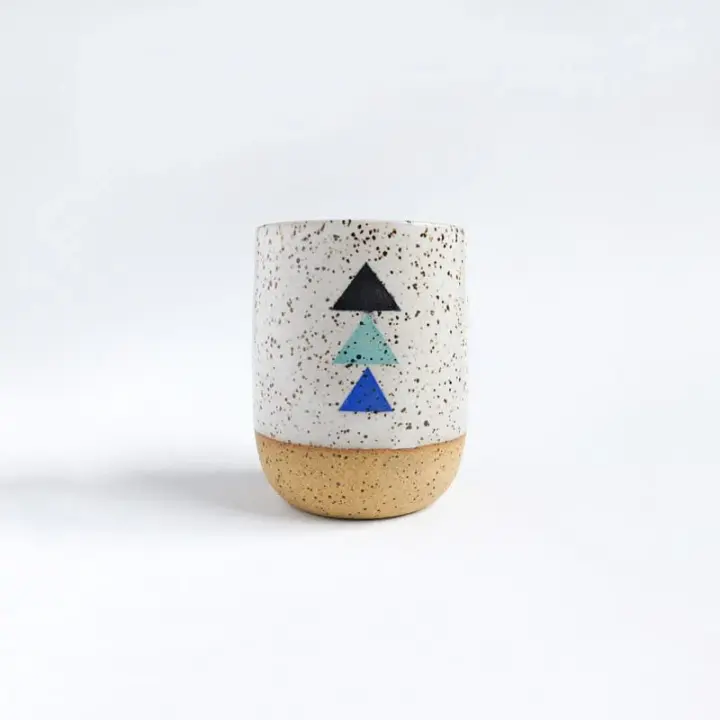 White Speckled We Three Tumblers