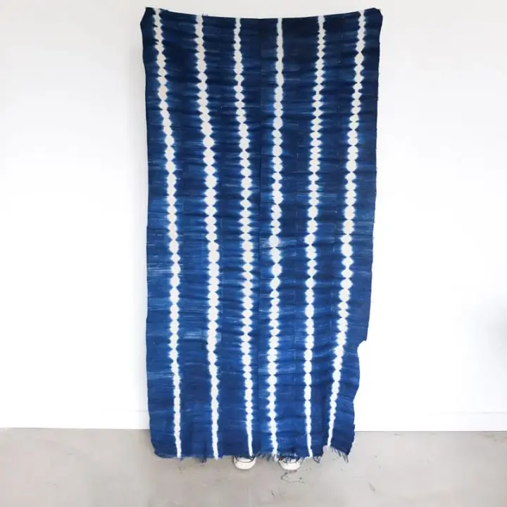 Burkina Faso Indigo with Bead Strand Print