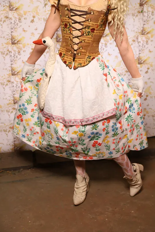 Hobbit Tulip Skirt + Apron ONLY in Bavarian Buttercup Floral - Oktoberfest Sets Collection