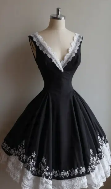 Flowy Lace Trim Women's Homecoming Dress Black Corset Short Prom Dress RS2355