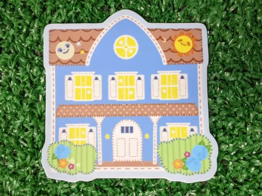cozy bear's blue house waterproof vinyl sticker