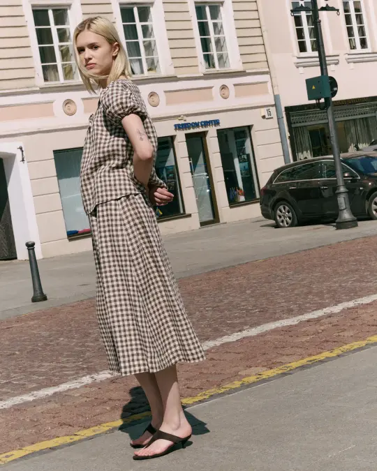 SION gathered linen skirt