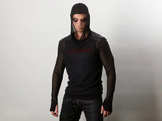 SVE  Black mesh hoodie with thumbhole sleeves