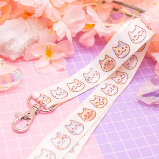 Cats, cats, cats! - kitty themed lanyard with lobster clasp
