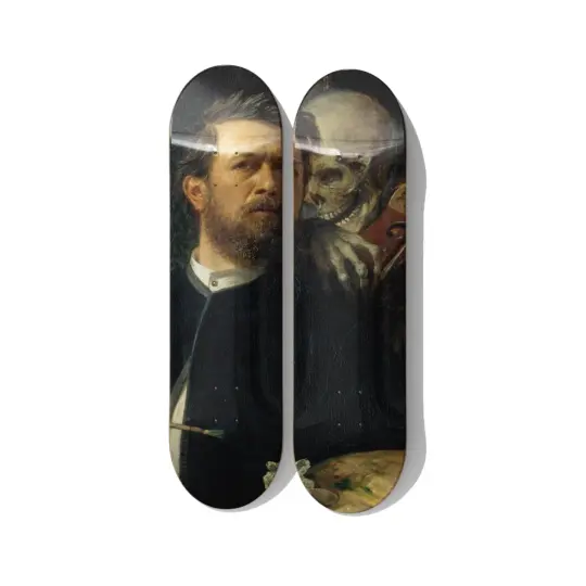 Böcklin Self-Portrait with Death Skateboard Art