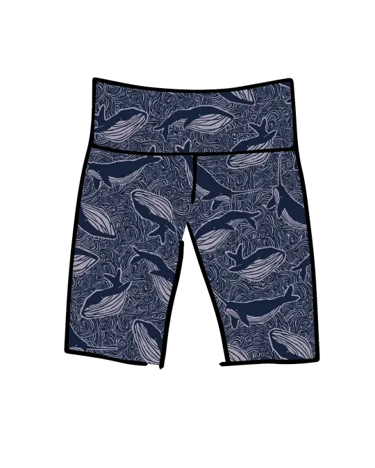 High Rise Bike Shorts Whale, Whale, Whale