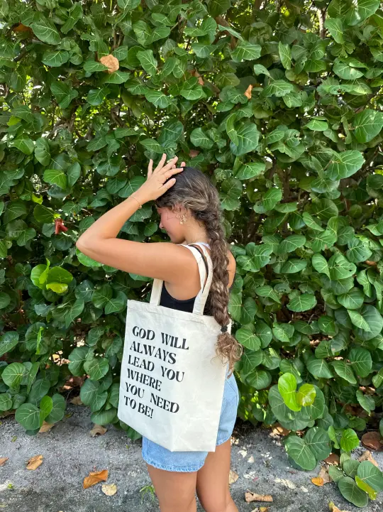 "God will always lead you" tote bag
