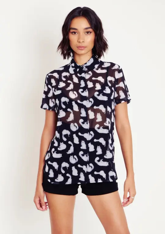 Ghost Kitties Cute As A Button Shirt