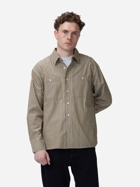 Commuter Shirt ~ Brown Ecru Stripe