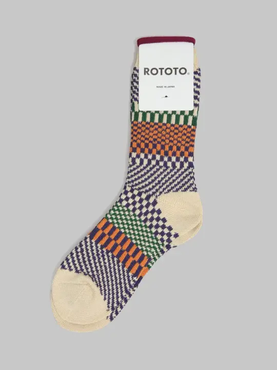 ROTOTO Check & Step Socks Blueberry