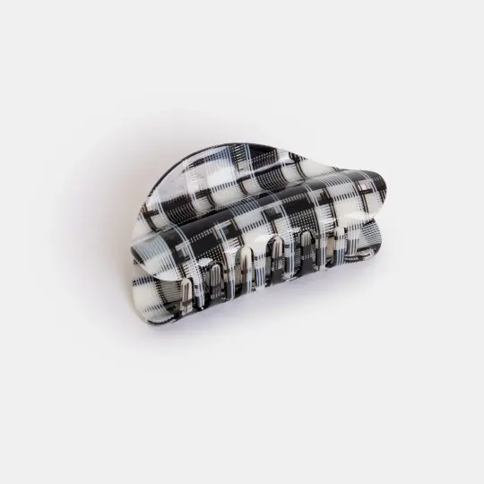 Suki Claw in Black + White Plaid