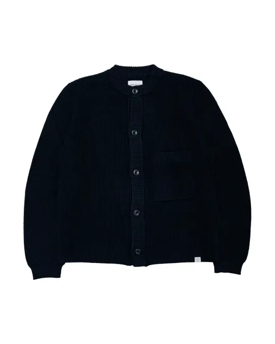 Norse Projects Gullverket Cotton Wool Rib Cardigan Dark Navy
