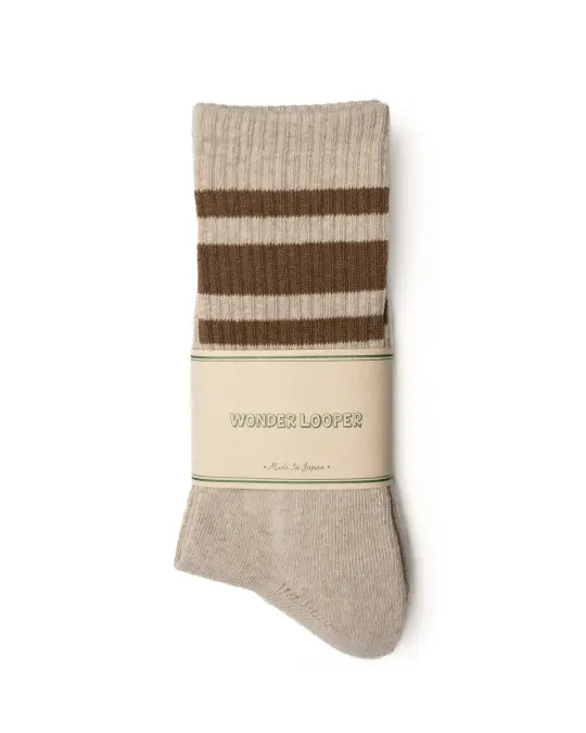 Recycled Cotton Foxfibre® Ringer Socks - Stone