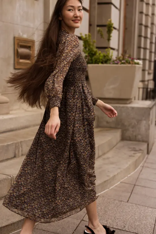 Jordan Dress in Midnight Moroccan Tile