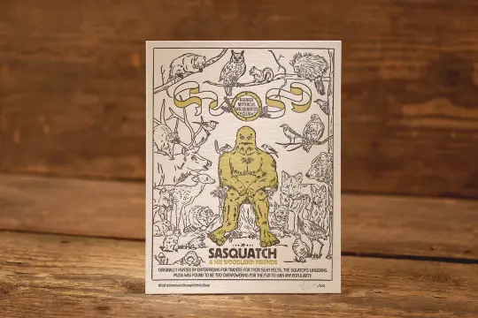 Sasquatch & His Woodland Friends - Limited Edition Letterpress Print (8.5 x 11")