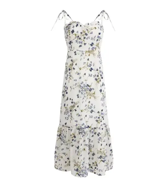 French holiday style long white 2025 new floral sling dress R2653