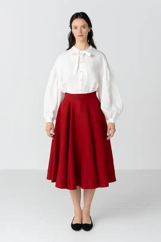 Classic – Full-Circle Linen Midi Skirt