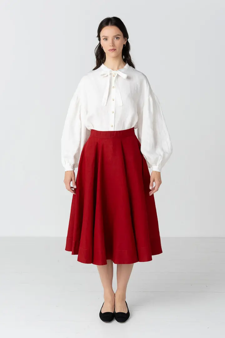 Classic – Full-Circle Linen Midi Skirt