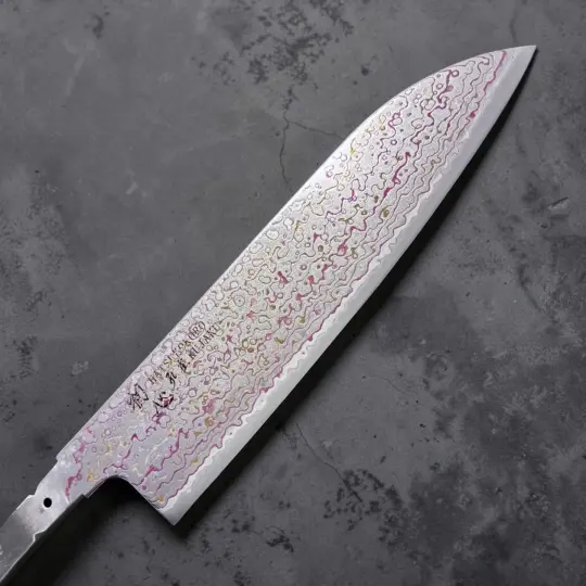 Hatsukokoro Kujaku V-Toku2 Rainbow Damascus Santoku No Handle