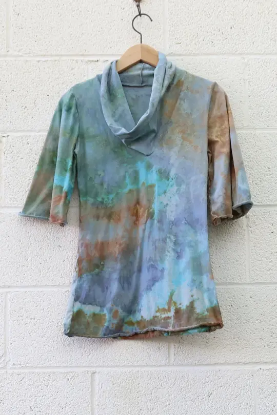 OOAK - Many Moons Bell Sleeve Shirt/ XS / Organic Cotton / Ice Dye (274)