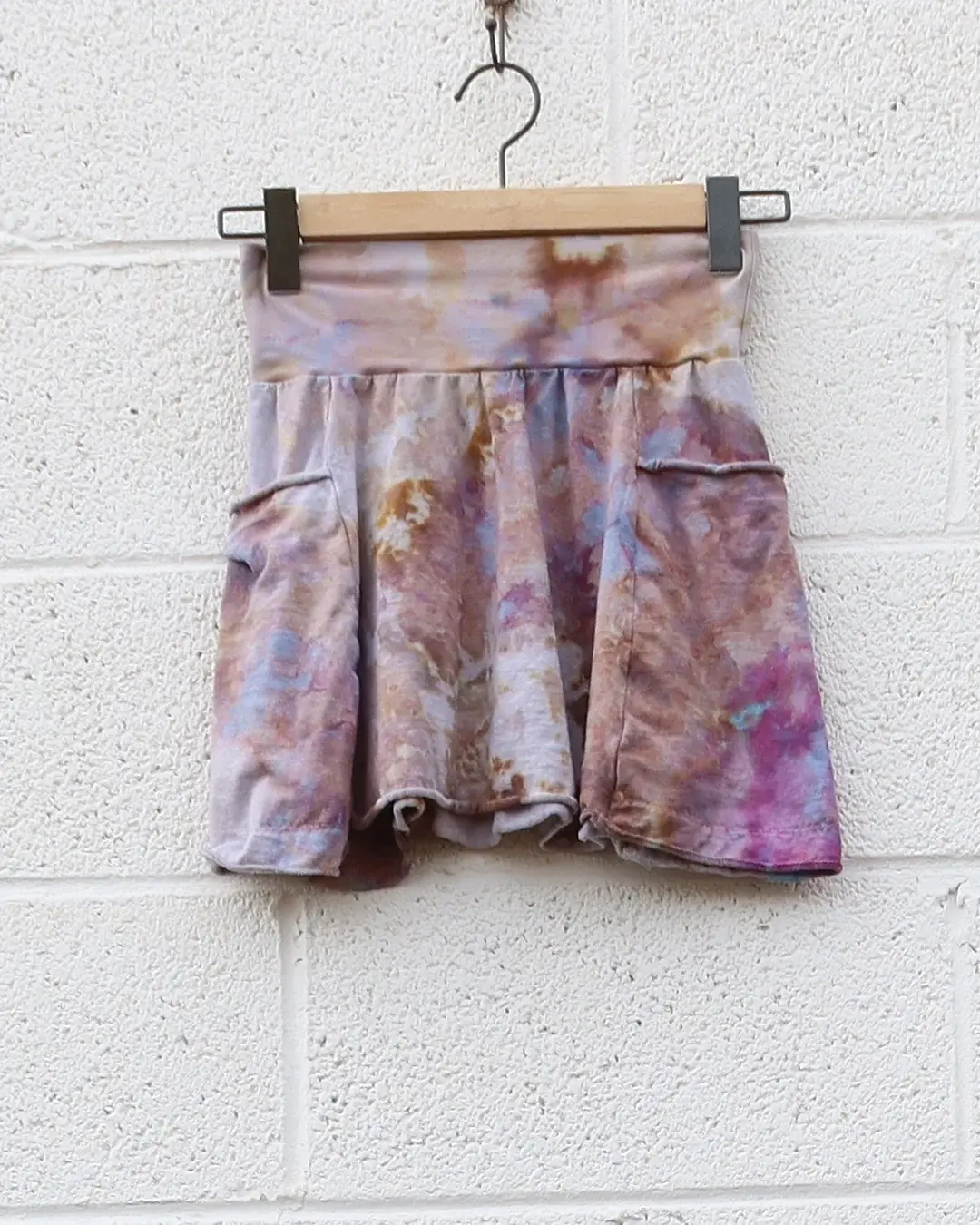 OOAK -Perfect Pocket Mini Skirt / XS / Light Hemp / Ice Dye (452)