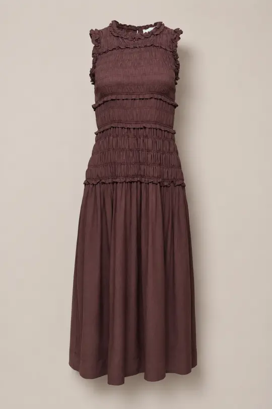 Simone Dress in Warm Cocoa