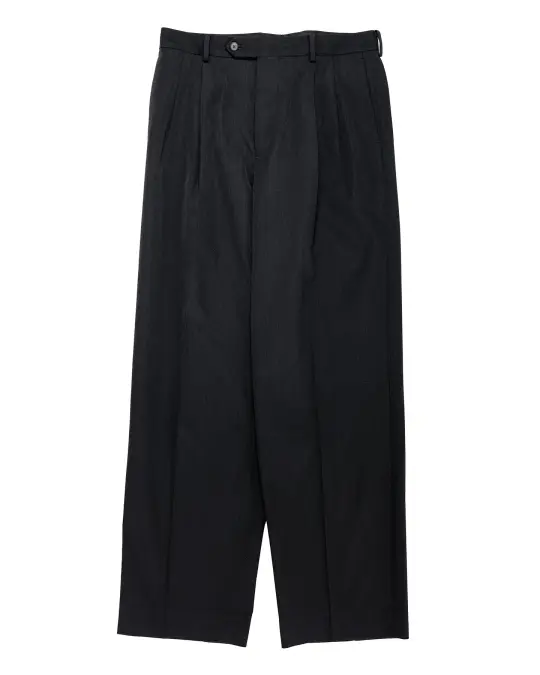 Auralee Light Wool Max Gabardine Two-Tuck Slacks Top Black
