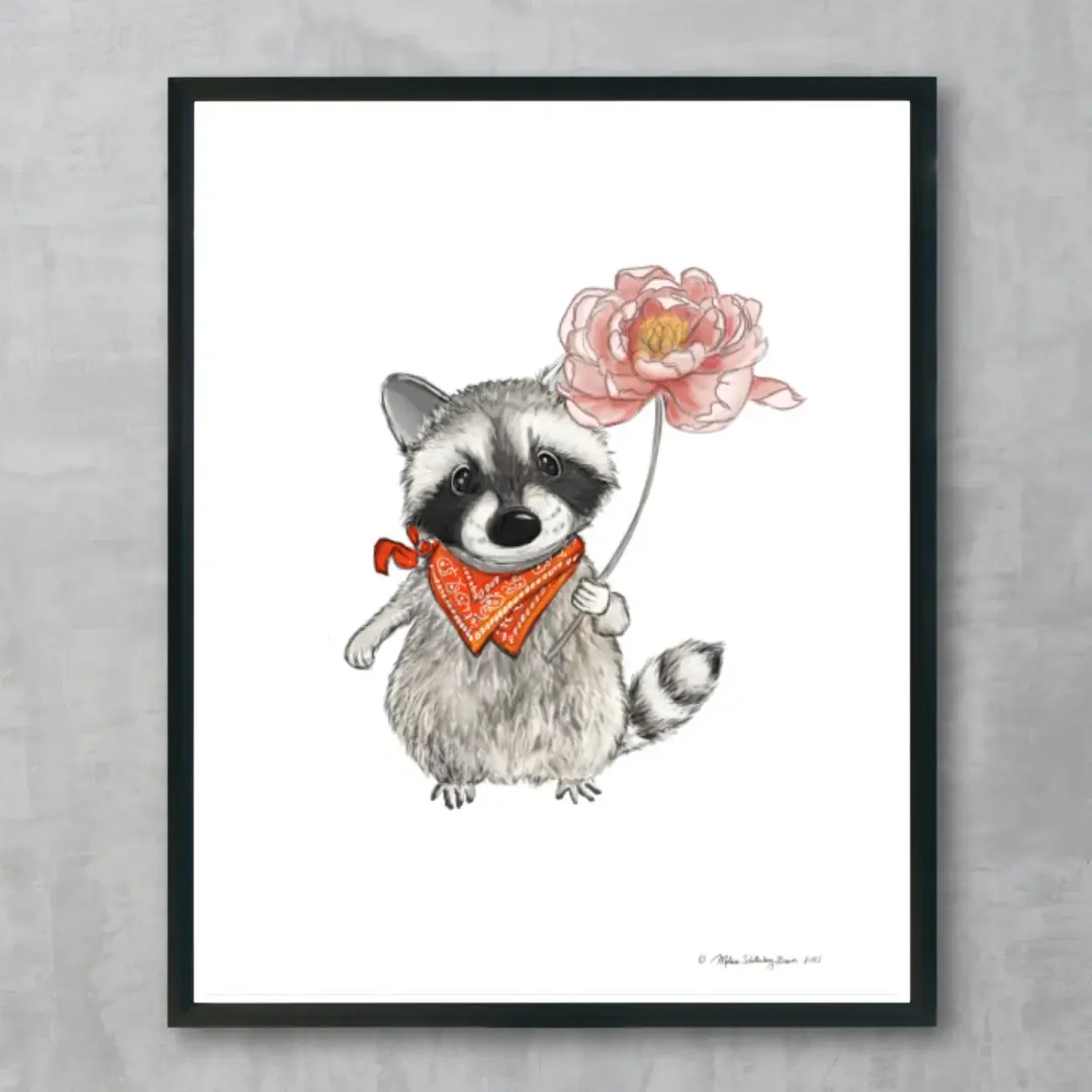 Raccoon Flower Fine Art Print