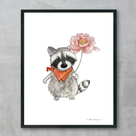 Raccoon Flower Fine Art Print