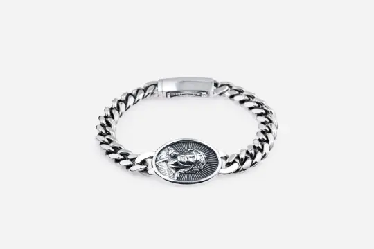 "Jesus Peace" Cuban Bracelet ~ Sterling Silver