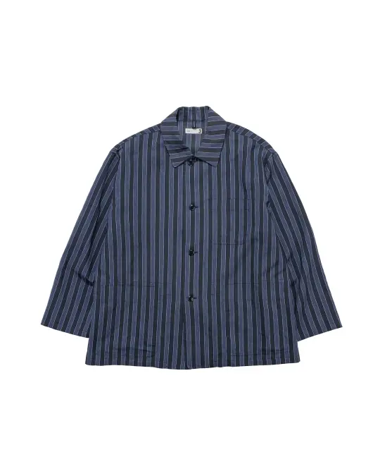 ts(s) Jacket Shirt Bold Stripe Viscose/Polyester Cloth Navy