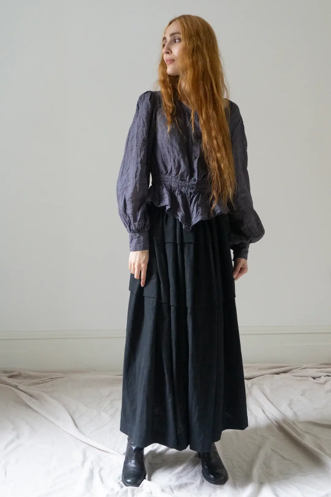 Carys Linen Skirt - Black