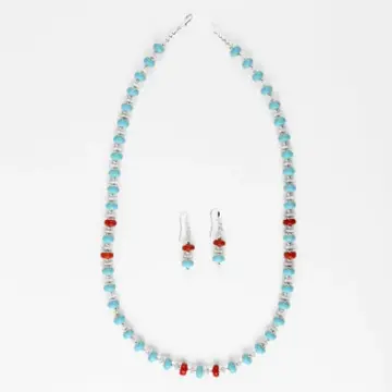 Coral Splash Turquoise Necklace and Earrings Set