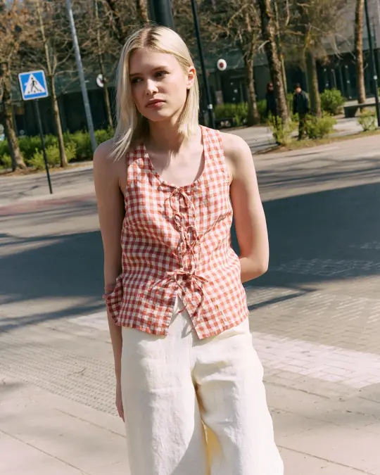 MIJAS bow tie linen blouse