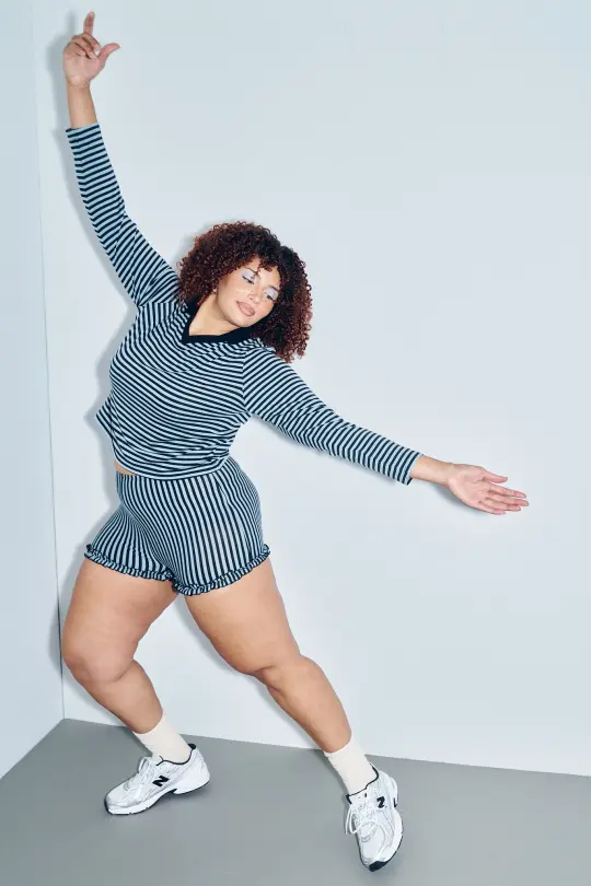 Long Sleeve Rugby Tee Blue Stripe