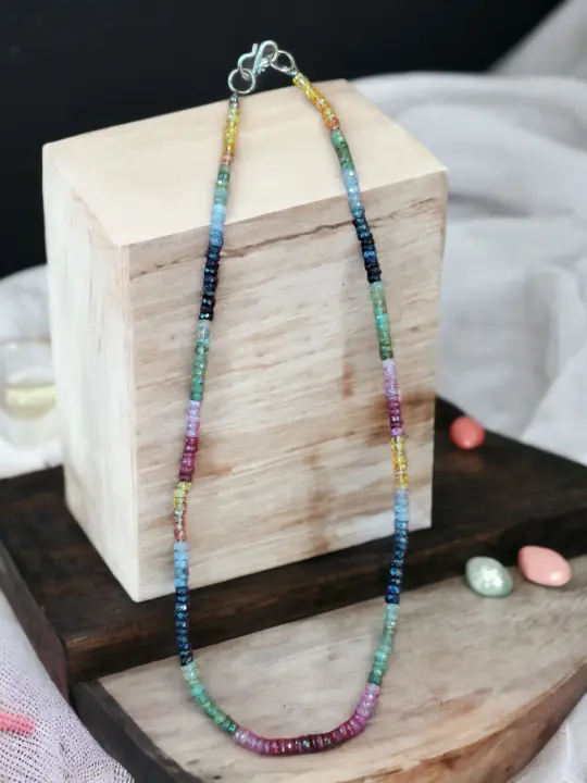 Handmade Emerald, Ruby, Sapphire Necklace