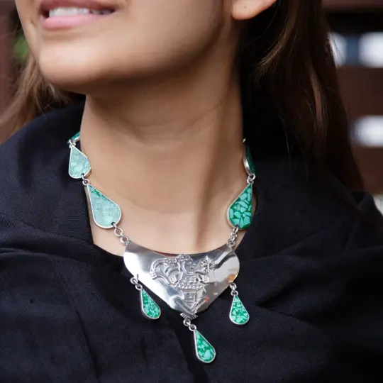 Sterling Silver Malachite Whispers Necklace