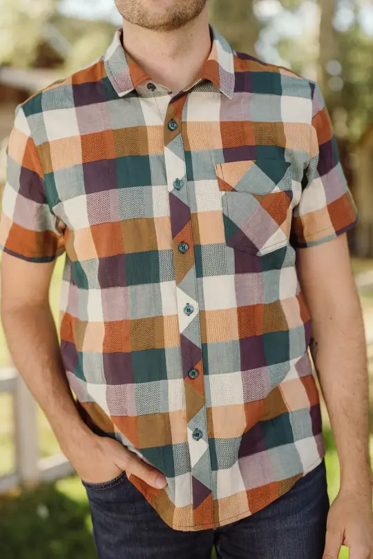 Mens James Shirt in Maize Gingham