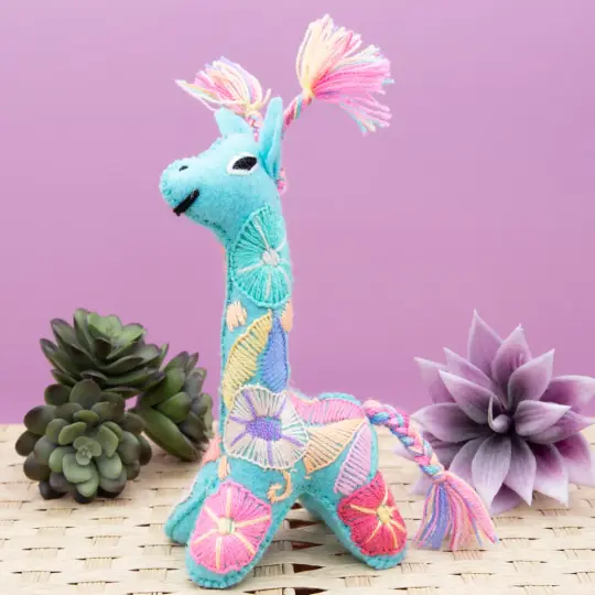 Giraffe Hand-Embroidered Stuffed Animal