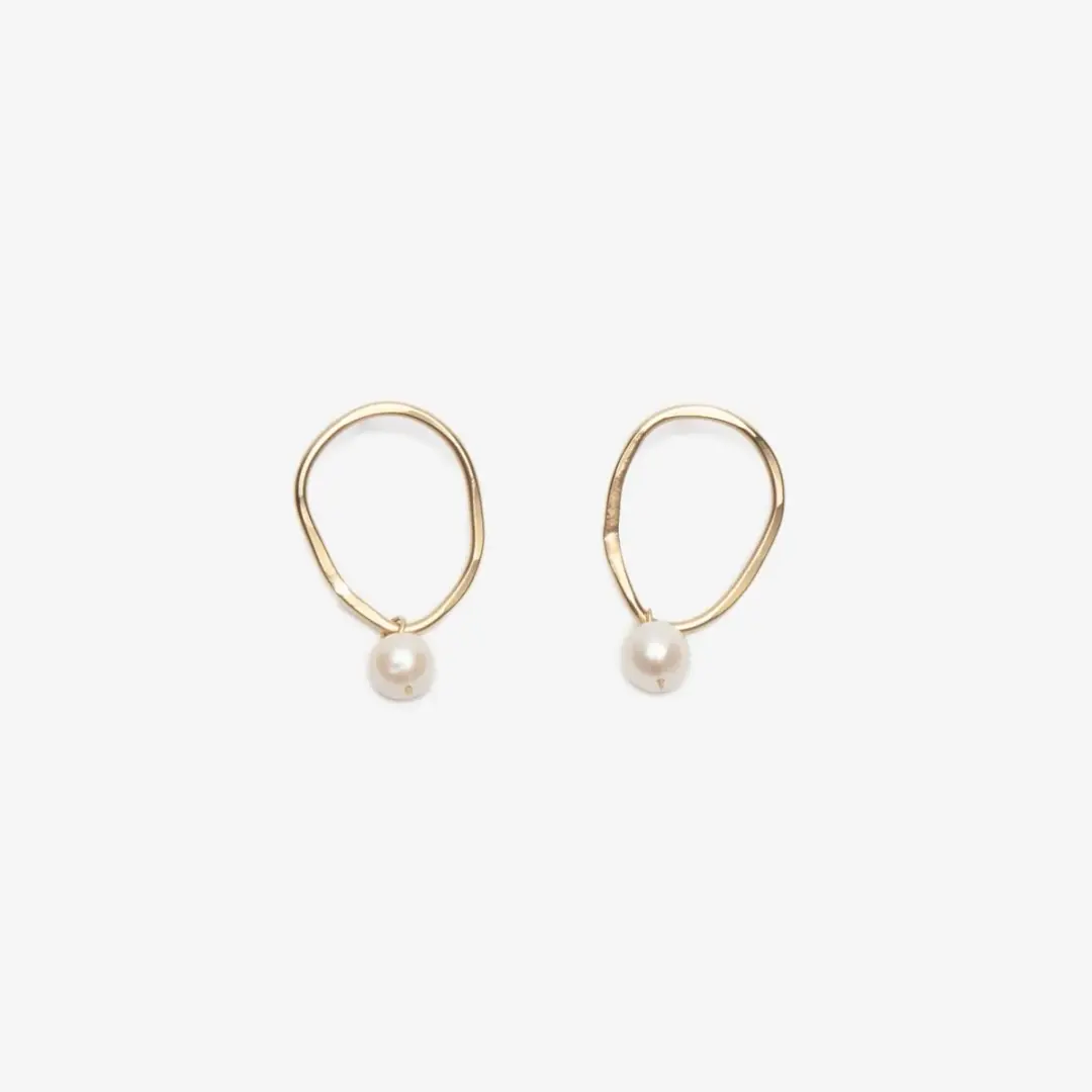 Small Loop Earrings with Freshwater Pearls