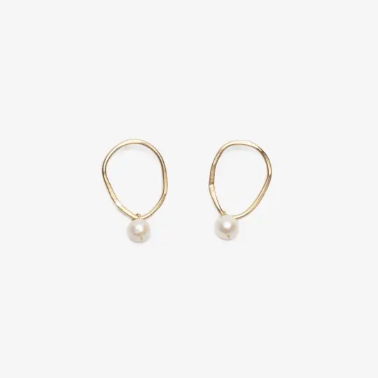 Small Loop Earrings with Freshwater Pearls