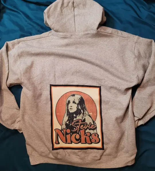 Stevie Nicks front patch hoodie sweatshirt, size XL Light grey full zip hoodie sweatshirt